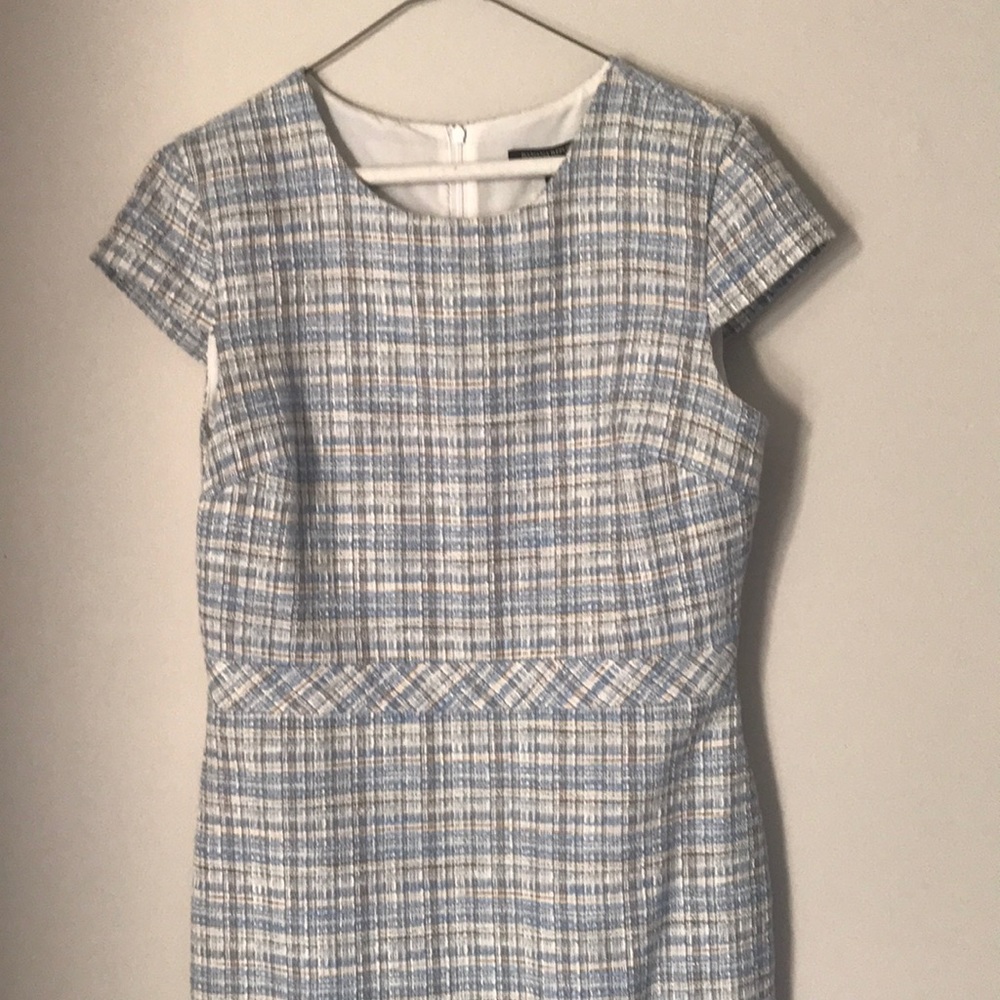 Banana Republic Tweed Cap Sleeve Light Blue Vintage Style Dress